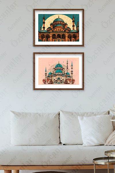 ÖZCANLAR ÇERÇEVE GULTEKIN РИСУВАНИЯ ФАНТАЗИ СЕРИЯ ДИГИТАЛЕН ПЕЧАТ