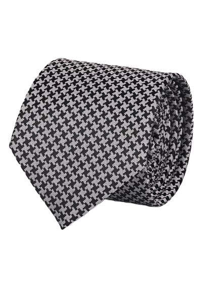 Esgue Hand Made 7.5 cm Black and White Patterned Tie