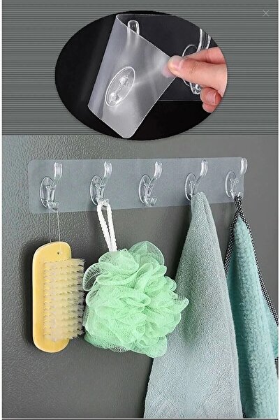 Tinsmith Yapışkanlı Şeffaf Duvar Askısı Banyo Mutfak Düzenleyici Askı Pratik ...