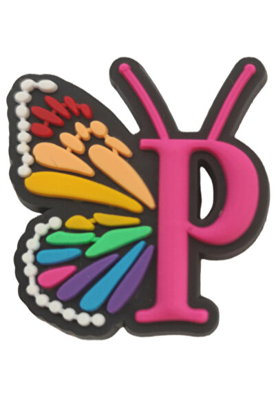 Crocs Terlik Süsü Kelebekli P harfi/Butterfly P letters Jibbitz /Kelebek Char...