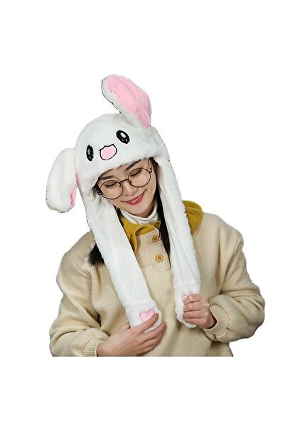 Meyra Accessories Pălărie de iepure alb care se mișcă urechile