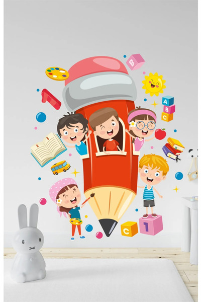 efekt reklam Set de autocolante pentru copii Mega Size - Creion, elevi și îna...