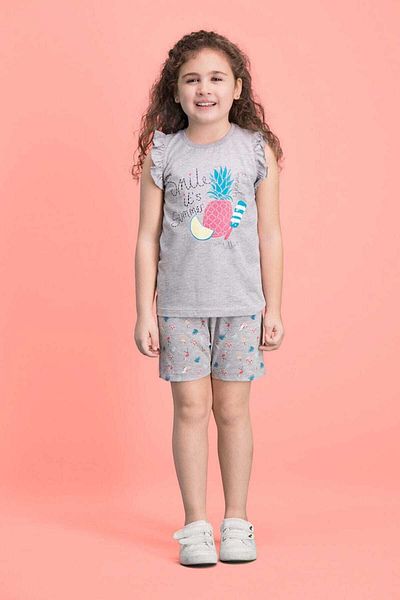 ROLY POLY Summer Smile Light Gray Girls Shorts Set