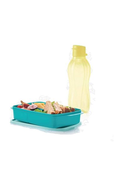 Tupperware زجاجة مياه صفراء صديقة للبيئة 500 مل، مجموعة سهلة التغذية سعة 1 لتر