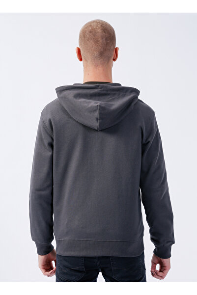 Lee Ανδρικό φούτερ με κουκούλα ανθρακί L80KSP003 Full Z Hoodie Sweatshirt