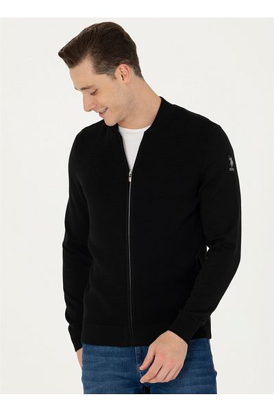 U.S. Polo Assn. Πόλο Ασν. Μαύρη ανδρική ζακέτα BOMBER-SK23