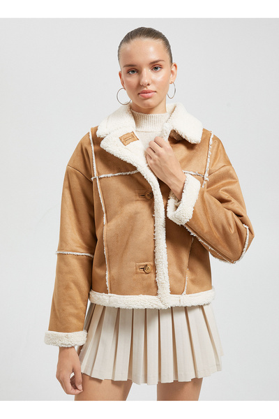 Koton Γυναικείο μπουφάν Standard Camel Hair 4WAL20120IW