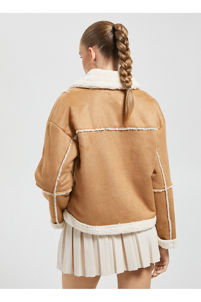 Koton Γυναικείο μπουφάν Standard Camel Hair 4WAL20120IW