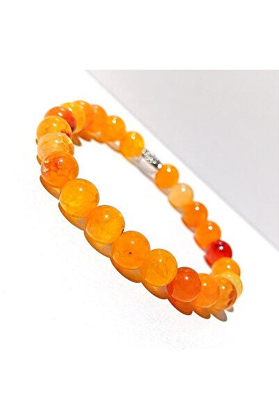 Doğal Tasarım سوار من الحجر الطبيعي البرتقالي - 8 ملم من العقيق