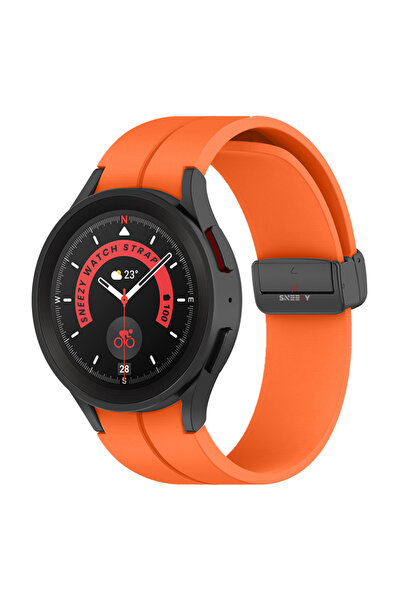 Samsung Galaxy Watch 6 40 43 44 47mm Compatible Curved Coastal Silicone Strap with Magnetic Buckle
