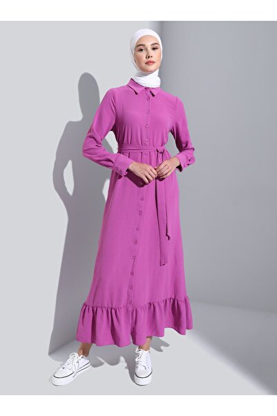 Benin Aerobin Skirt Flounce Hijab Dress - Pink - Benin