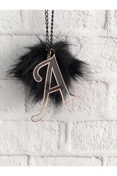 Stoneda Pleksi Araba Ayna Süsü 7cm''a''harfi Rose Gold Ponponlu (SORU SOR KIS...