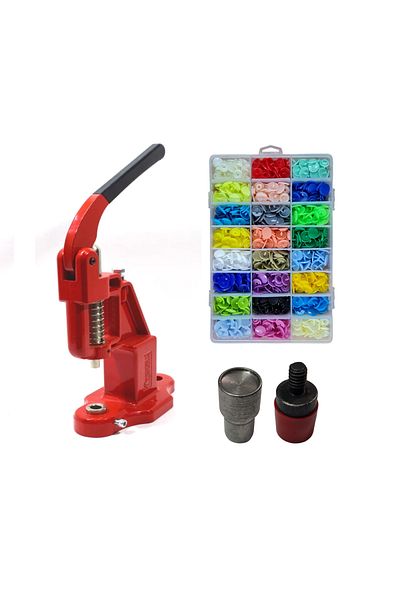 tuhafiyecimiz Tulumba Press and Plastic Snap Set(12mm Plastic T5 Snap Set) Red Press