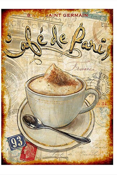 Generic Brand Tablou din lemn Tablou vintage Cafe De Paris Art Mdf Poster