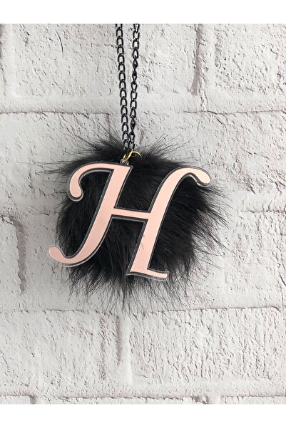 Stoneda Pleksi Araba Ayna Süsü 7cm ''h'' Harfi Rosegold Ponponlu(SORU SOR KIS...