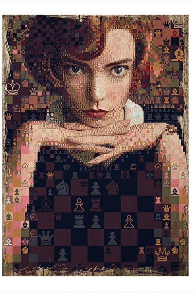 Bedeko Satranç Desenli Ahşap Tablo