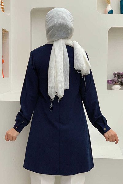 Bym Fashion Μανσέτες με κουμπιά Crew Lang Tunic 2649 Navy Blue