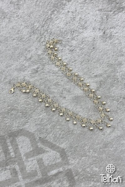 telkari sarayı Gümüş Sıralı Top Sallantılı Telkari Halhal