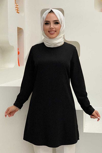 Bym Fashion Μανσέτες με κουμπιά Crew Lang Tunic 2649 Μαύρο