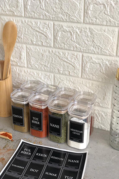 TARÇIN HOMES مجموعة من 8 علب توابل ميكا أكريليك شفافة مفرغة سعة 250 مل مع ملص...