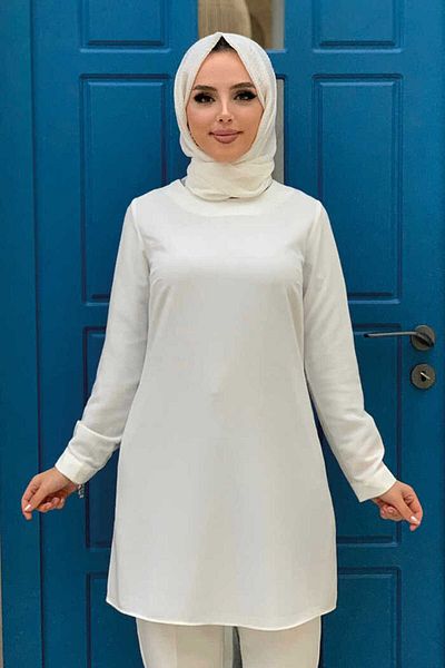 Bym Fashion Μανσέτες με κουμπιά Crew Lang Tunic 2649 Ecru