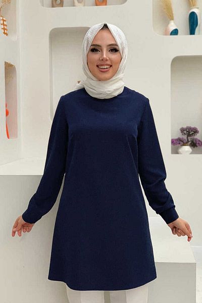 Bym Fashion Μανσέτες με κουμπιά Crew Lang Tunic 2649 Navy Blue