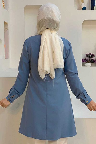 Bym Fashion Μανσέτες με κουμπιά Crew Lang Tunic 2649 Indigo