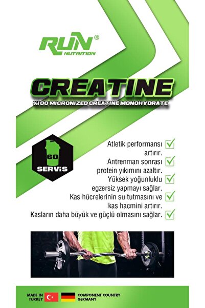 Run Nutrition Creatine - 300g - 60 Servis - Aromasız