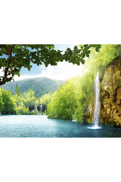 umut gergi tavan Şelale Dağ Manzaralı Duvar Kağıdı Tek Parça