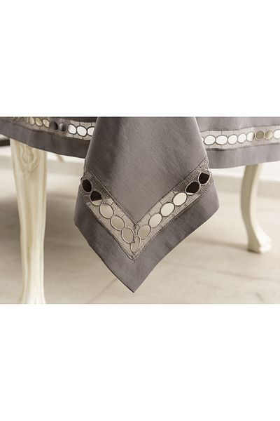 Gül Güler Anthracite Pamina Lace Tablecloth