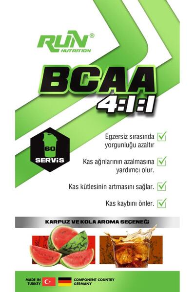 Run Nutrition Bcaa 4.1.1 - Karpuz Aromalı - 420 gr - 60 Servis