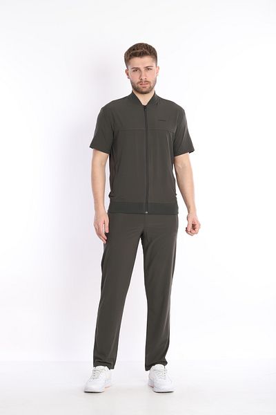 NEED LİFE Men's Khaki Sports Lycra Summer Short Sleeve Set