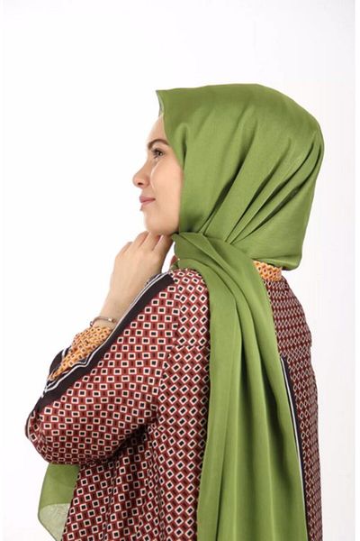 Levidor Women's Oil Green Janjan Chiffon Evening Dress Shawl
