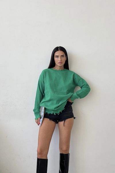 Ortaya Çık Pulover oversize verde din tricotaje cu textura moale