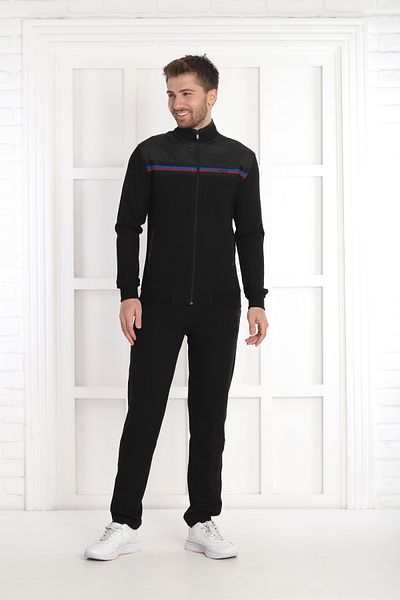 NEED LİFE Men's Black Waffle Fabric Zippered Regular Top and Bottom Tracksuit Set