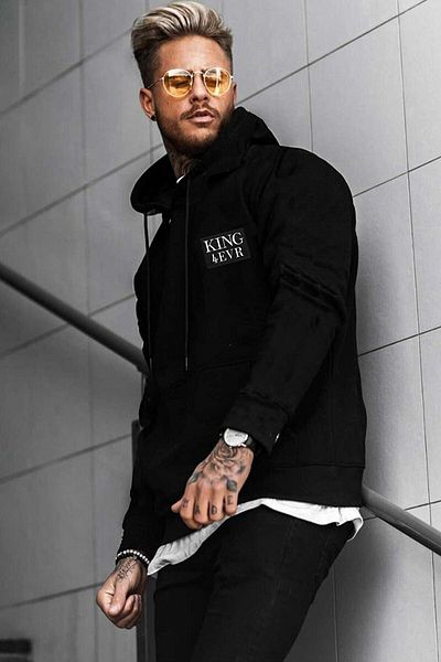 DEEPSENCE Black Hooded Sweatshirt King Back Printed