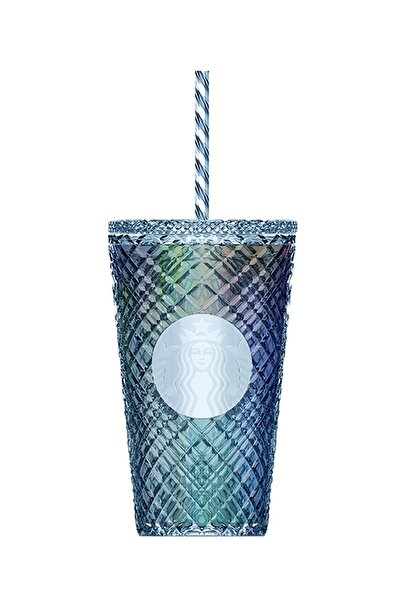Starbucks Blue Colored Crystal Cold Drink Glass 473 Ml