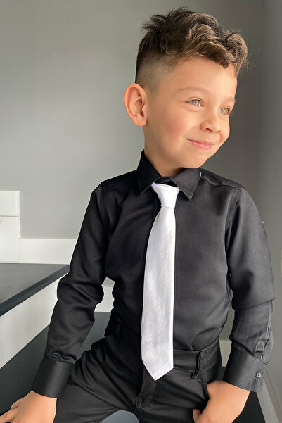 Entel Σετ γραβάτας για αγόρια Dobby Black Shirt 2 τεμαχίων