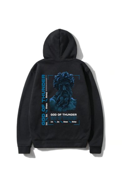 DEEPSENCE Unisex Black Hooded Sweatshirt God Of Thunder Back Printed
