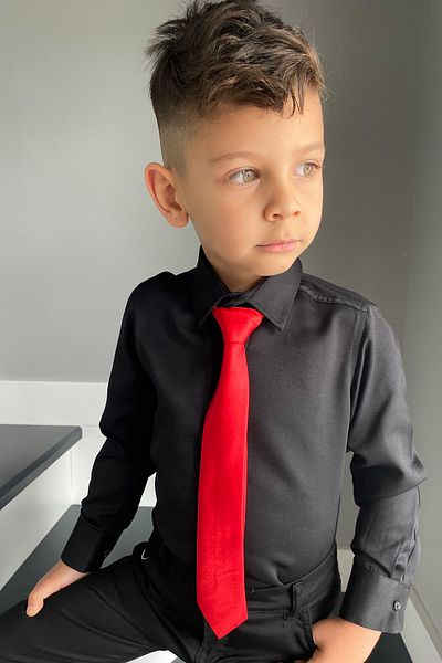 Entel Σετ γραβάτας για αγόρια Dobby Black Shirt 2 τεμαχίων