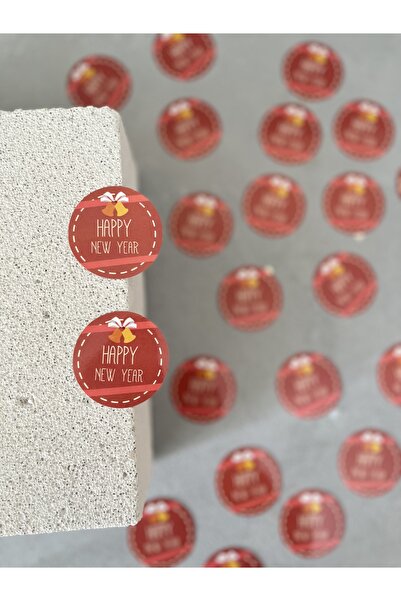 mey OFFICIAL ملصقات دائرية مكتوب عليها سنة جديدة سعيدة كستنائي 30 قطعة