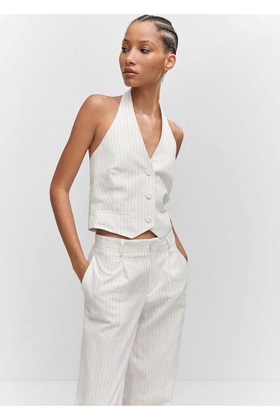 MANGO Woman Striped pleated pants