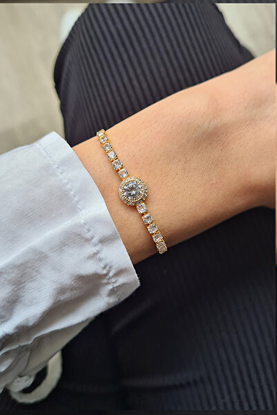 Polo Air Elegantní Vintage dámské náramkové hodinky Zircon Stone Náramek kombinace zlaté barvy