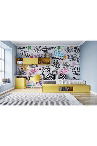 LOTUS AURA Çocuk Genç Odası Hip Hop Grafiti Duvar Resmi,