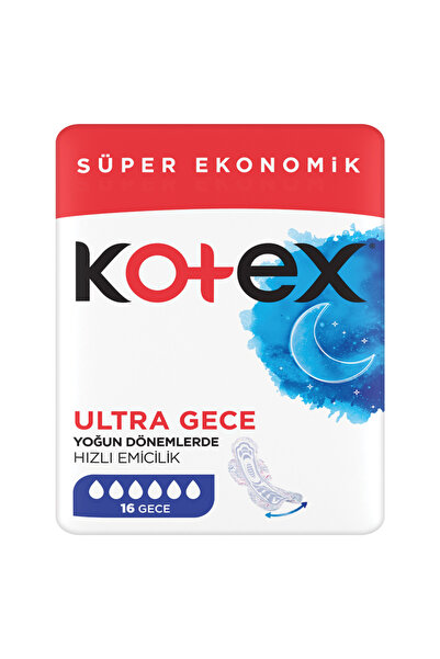 Kotex Ultra Gece Hijyenik Ped Gece 16’lı Süper Ekonomik