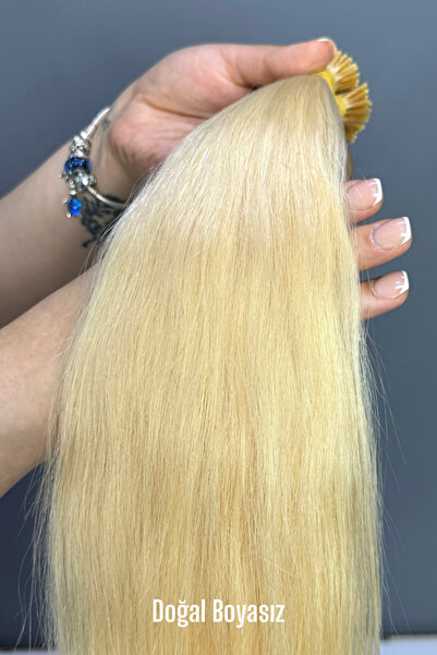 HalitCan HairKing 100% Real Human Hair Platinum 55 cm 50 Pieces (30 Gr) Bead Source Suitable for All Hair Types