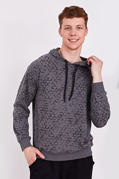 Arnetta Honeycomb Gray Men's Long Sleeve Hooded Pajamas Set