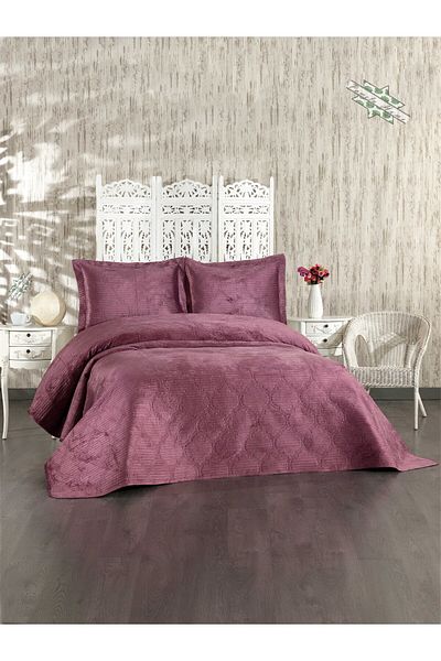by ballı biocotton Mikromink Velvet Double Bedspread Set (240X260, 50X70)