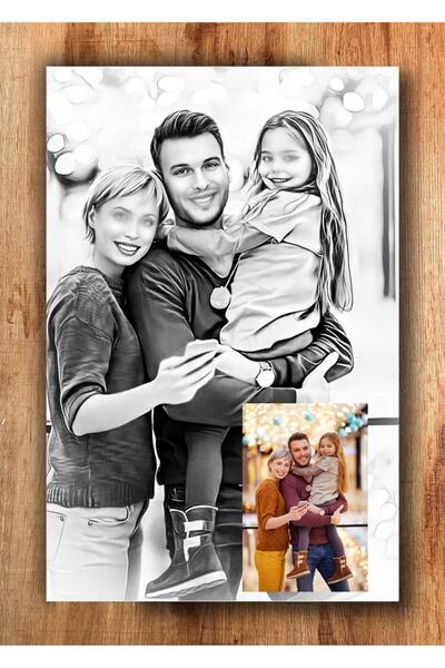 gifttime Kişiye Özel Karakalem Mdf Tablo