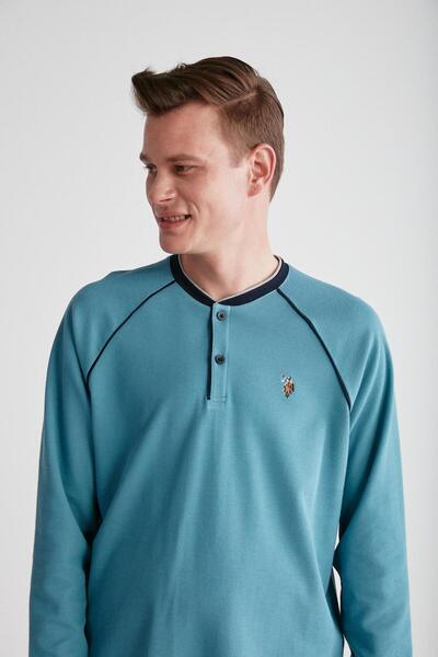 U.S. Polo Assn. U.S. POLO ASSN. - Erkek Turkuaz Patlı Pijama Takımı 024K.1ZE8.T.7.A3GR4P